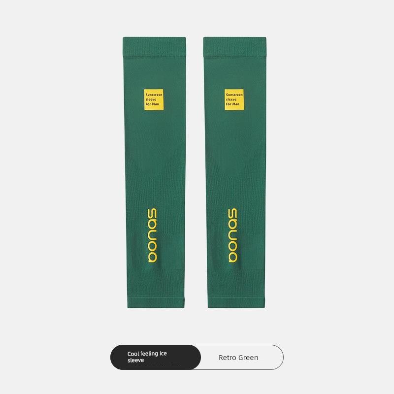 

Viscose Fiber Sun-Protection Oversleeves Men s 2024 New Arrival Summer UV Protection Oversleeves Women s Driving Arm Guard Cycling Sunshade Hot stamping letters-Retro Green All yards
