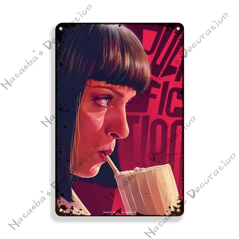 Pulp Fiction Rusty Movie Poster Metal Tin Sign Old Metal Signs Vintage Poster Man Cave Garage Metal Plaque Industrial Decor