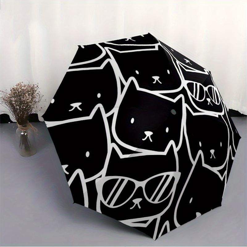 1pc Cat Faces Automatic Open, Sturdy Iron Frame, Compact Folding Design, All-Season Portable Umbrella for Women & Men, Outdoor Umbrella yy25
