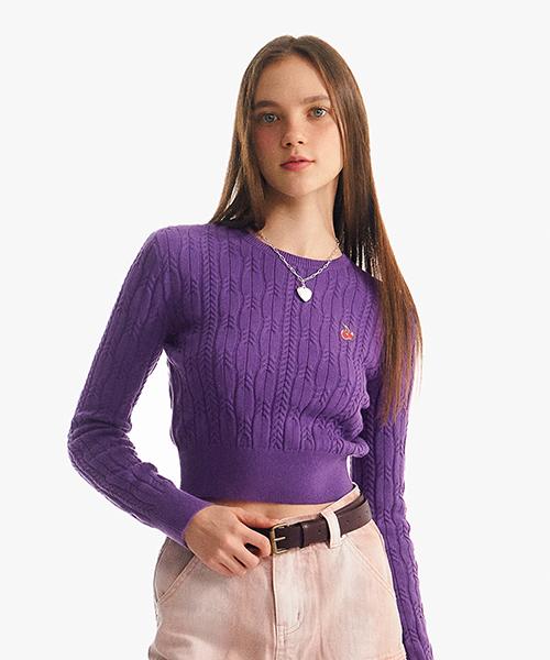 Kirsh Small Cherry Cable Crop Knit [Purple] Purple/1 Size