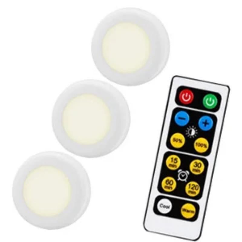 LED 1-6pcs Under Cabinet Light 3 Colors Dimmable Night Light with Remote Control Battery Powered Bedroom Lamp Wardrobe Lights