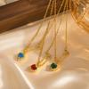 Fashion Heart Zircon Paper Clip Necklace for Women,Gold Color Stainless Steel Flat Rolo Chain Necklaces,Chic Jewelry Gifts