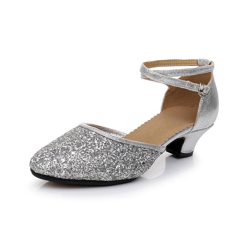 Sequins Women Girls Modern Dance Shoes Soft Rubber Sole Latin Tango Waltz Ballroom Dancing Shoes Heel 3.5cm