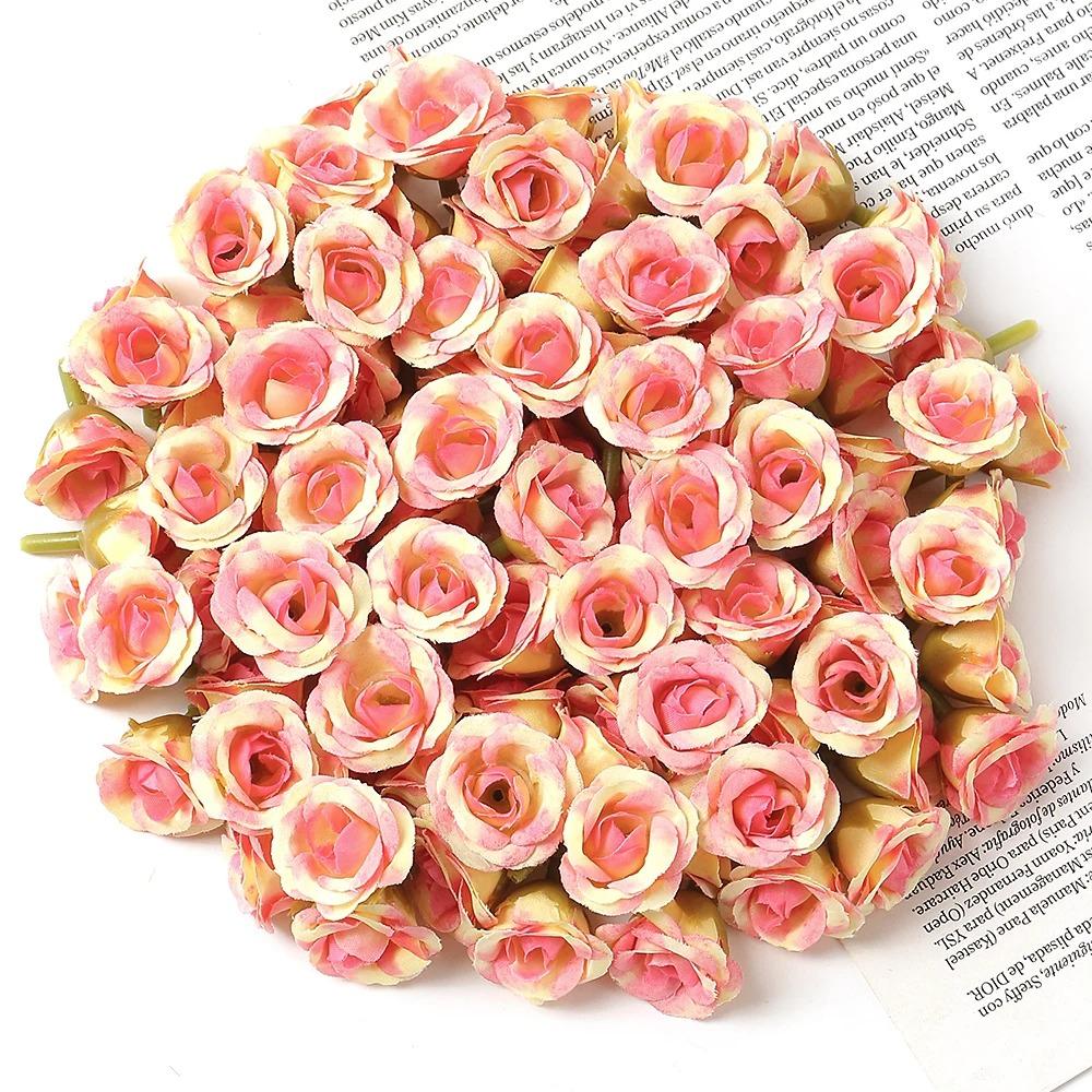 10/20/50Pcs 2cm Mini Rose Artificial Flowers Heads For Home Decor Wedding Decoration Fake Flowers DIY Wreath Scrapbook Gifts