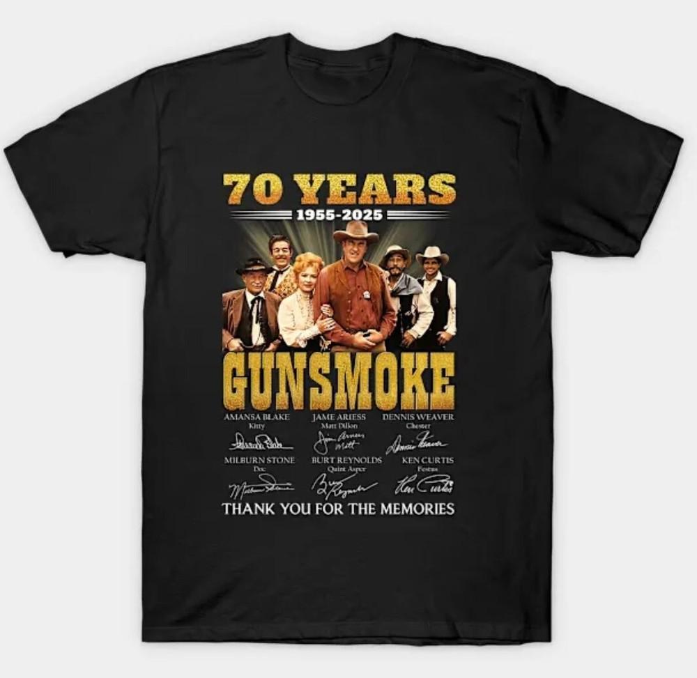 70 Years 1955 -2025 Gunsmoke Signatures Thank You For The Memories T-Shirt T580