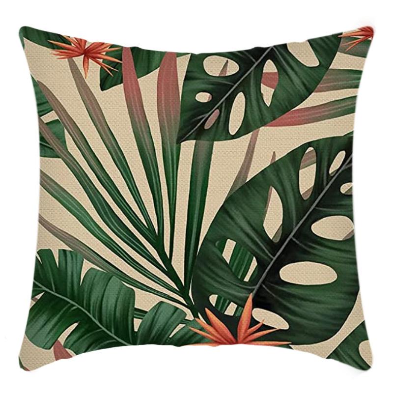 New Tropical Plant Leaves Rainforest Linen Cushion Pillow Cover