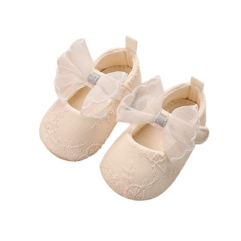 Baby Girl Lace Princess Shoes with Bow - Korean Style Toddler Walker