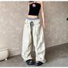 Dopamine Contrasting Color Splicing Plaid Paratrooper Pants Men's and Women's Summer Loose Wide-leg Scimitar Pants Pleated Tooling Casual Pants