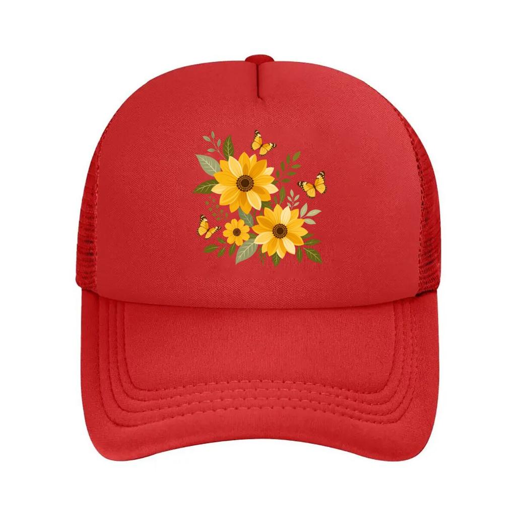 Golden Wildflower Butterfly Joy Gard  Mesh Baseball Cap Hip Hop