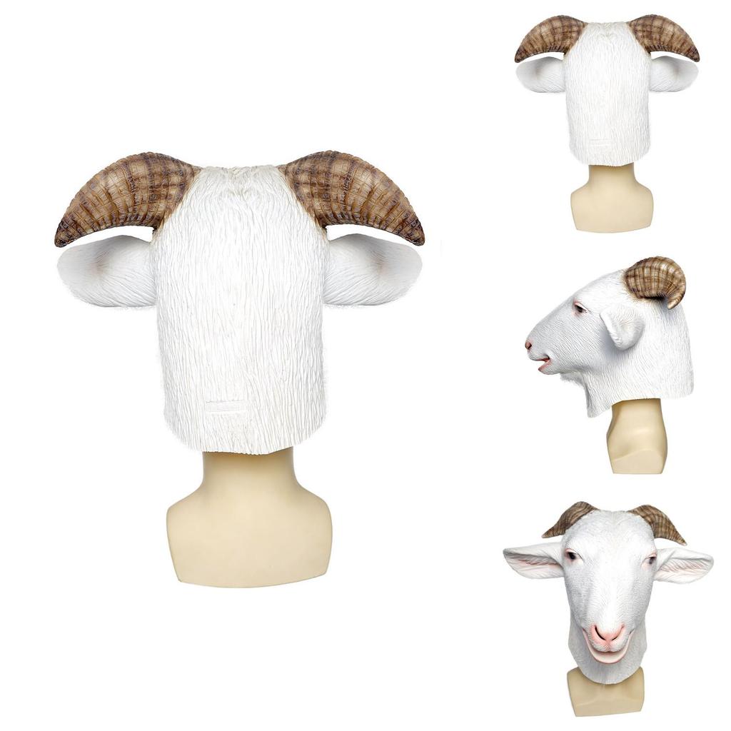 Animal Goat Latex Mask With Whimsical Design For Costume Parties And Holiday Events