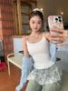 Summer Korean Color-Block Lace Trim Ballet Style Sweet Camisole Top