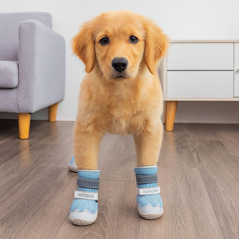 

Breathable Dog Mesh Shoes Adjustable Puppy Paws Protectors Anti-Slip Pet Shoes Going Out 3 codes синій