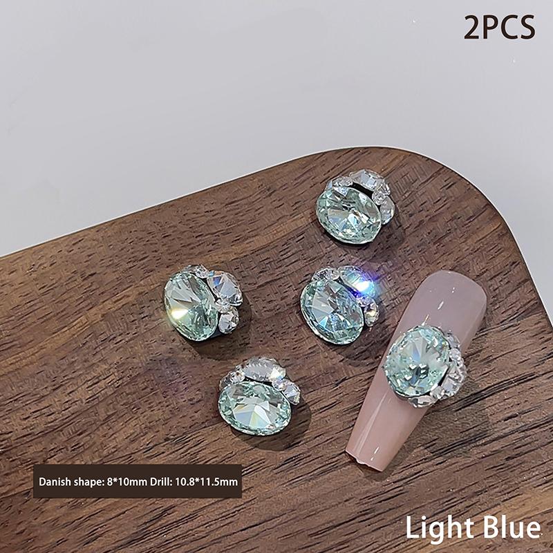 2pcs Glass Nail Stones Diy Charms Colorful Crystal Nail File Diamond Luxury Pigeon Eggs Nail Art Rhinestones Gems Sparkle