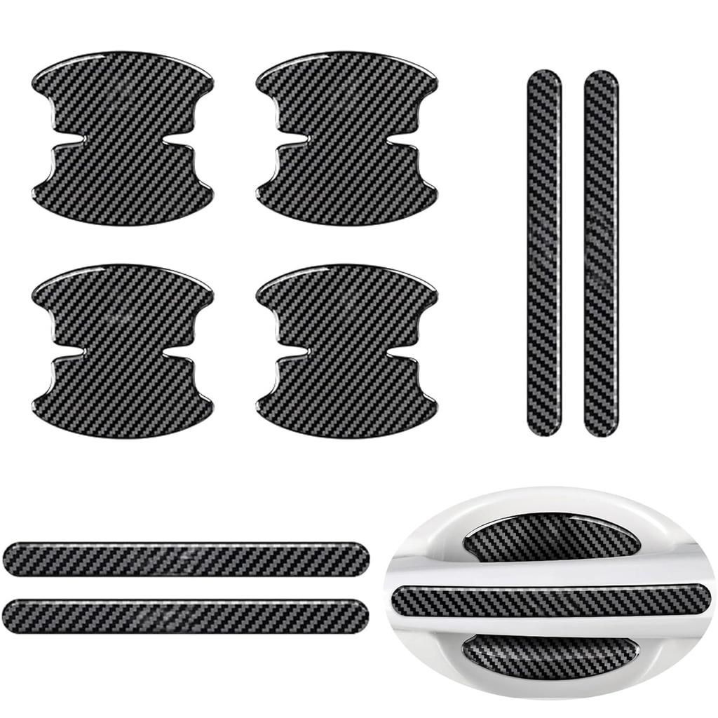 BLOOPIC Door Handle Protector, Honda N-Box, Custom Compatible, Set of 8, Carbon Fiber, Door