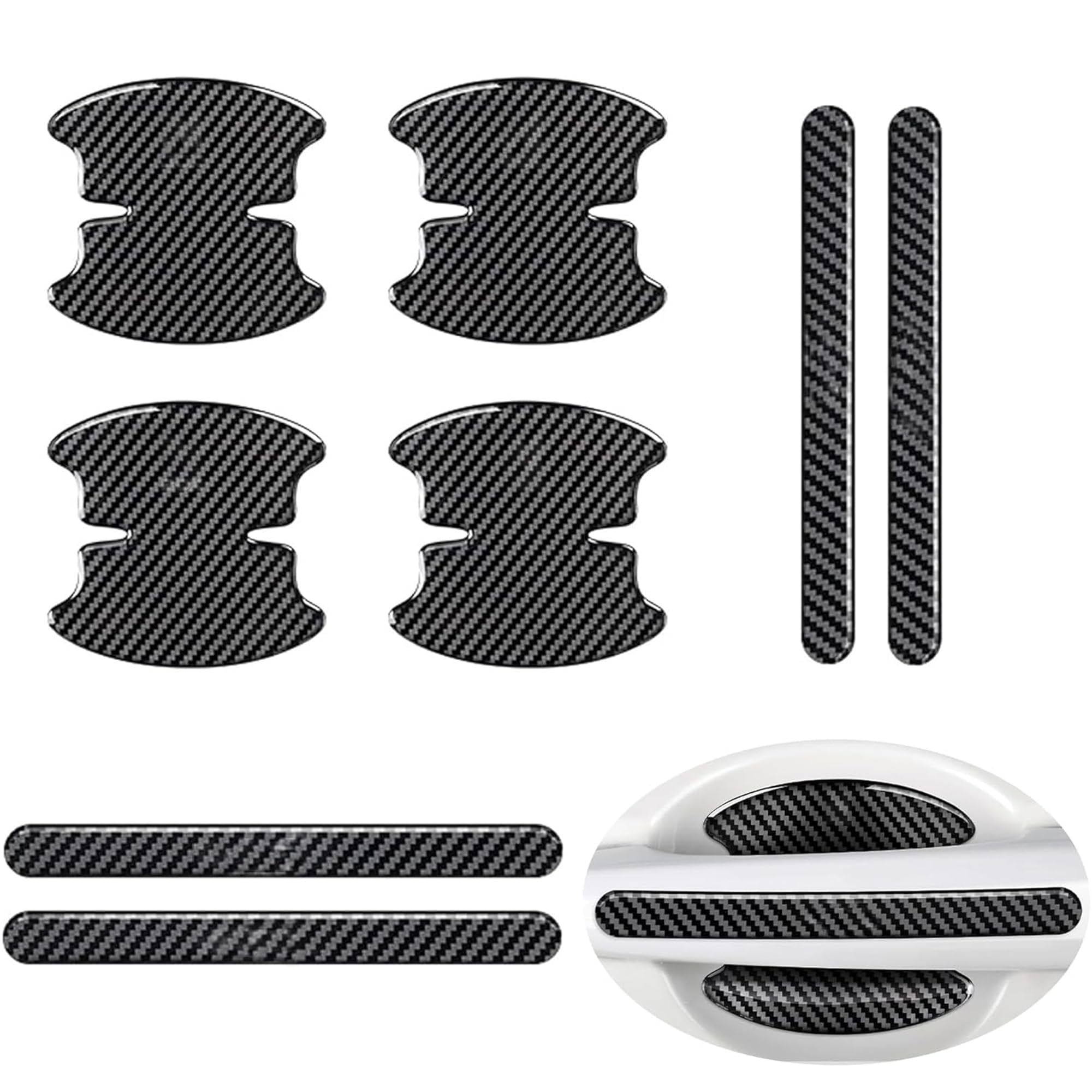 

BLOOPIC Door Handle Protector, Honda N-Box, Custom Compatible, Set of 8, Carbon Fiber, Door чёрный