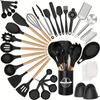 43pcs/set, Silicone Cooking Utensils Set Non-Stick Heat Resistant Kitchen Utensils Spatula Set With Wooden Handle For Baking CookingBest Kitchen Stuff