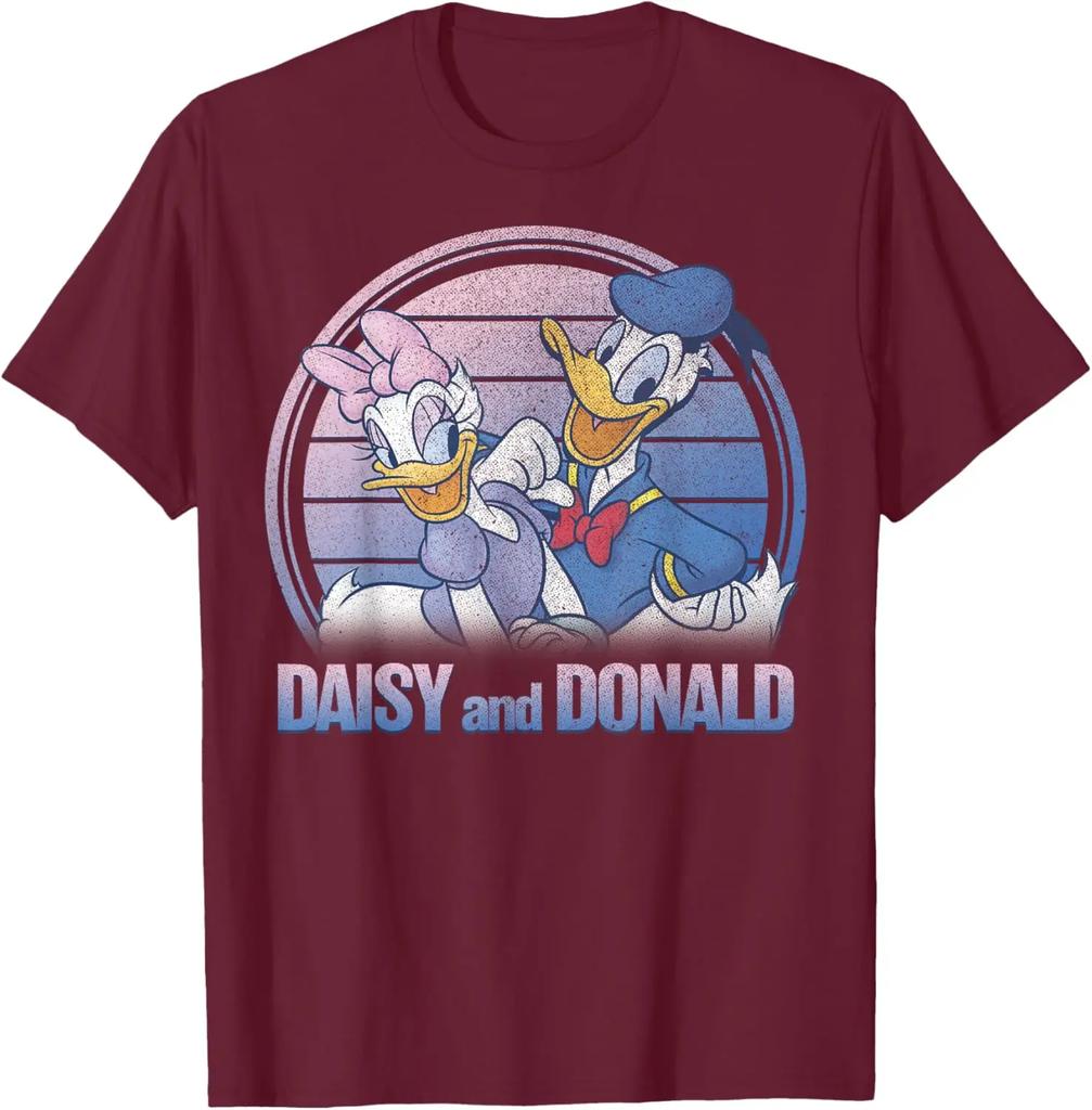Hot Fashion Mickey and Friends Donald and Daisy Lined Portrait T-Shirt S-4XL Four Seasons Gift Unisex