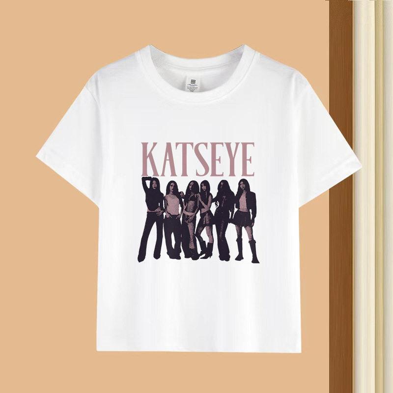 KATSEYE Korean Wave Girl Group Fashionable Youthful Relaxed Trendy Pure Short-sleeved Polyester Children's T-shirt
