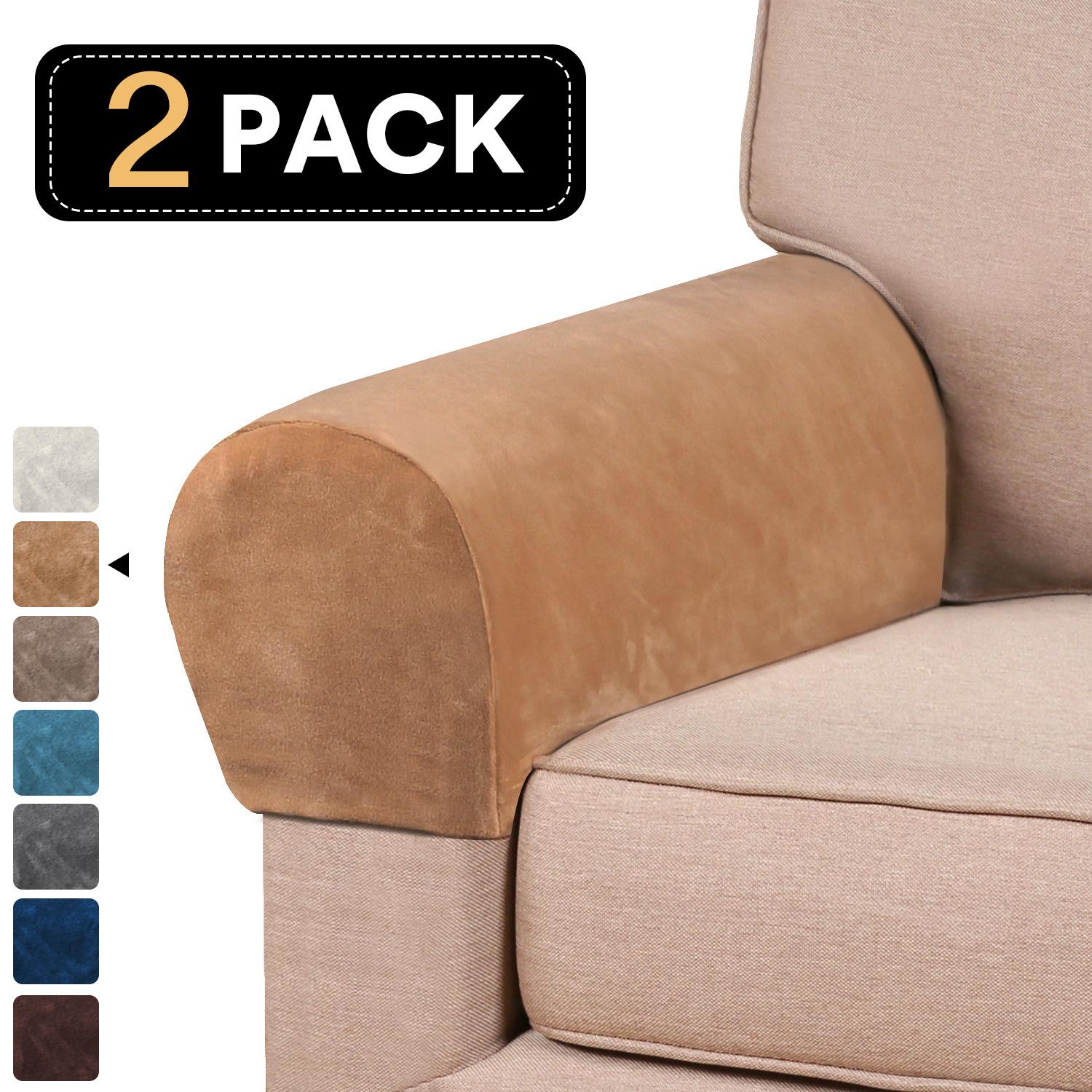

Luxury Velvet Stretch Elastic Armrest Cover Premium Full Coverage Sofa Arm Protector Soft Anti-Slip Chair Arm Cover Set 2PCS
