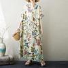 Short Sleeve Plus Size Cotton Vintage Floral New In Dresses for Women Casual Loose Maxi Long Summer Dress
