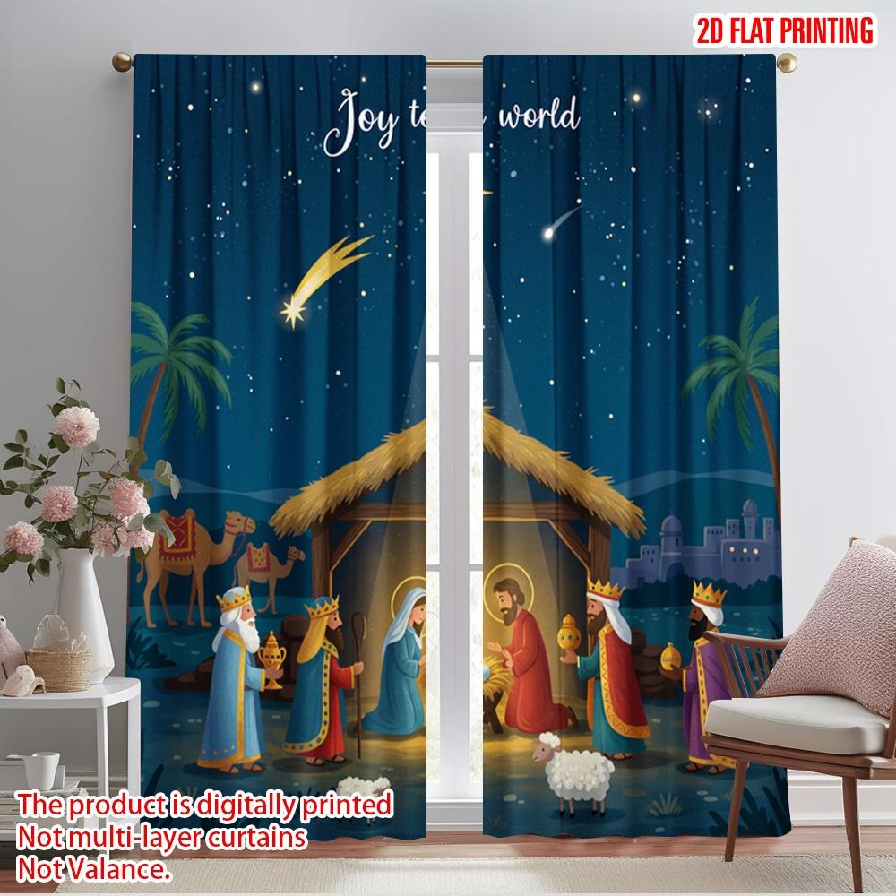 

2 шт. шторы с 2D плоской печатью Сцена Рождества Радость Мир Ткань Без электричества 0 Использование для Спальни Офиса Гостиной Дома 52.50×116.00 CM 2pcs