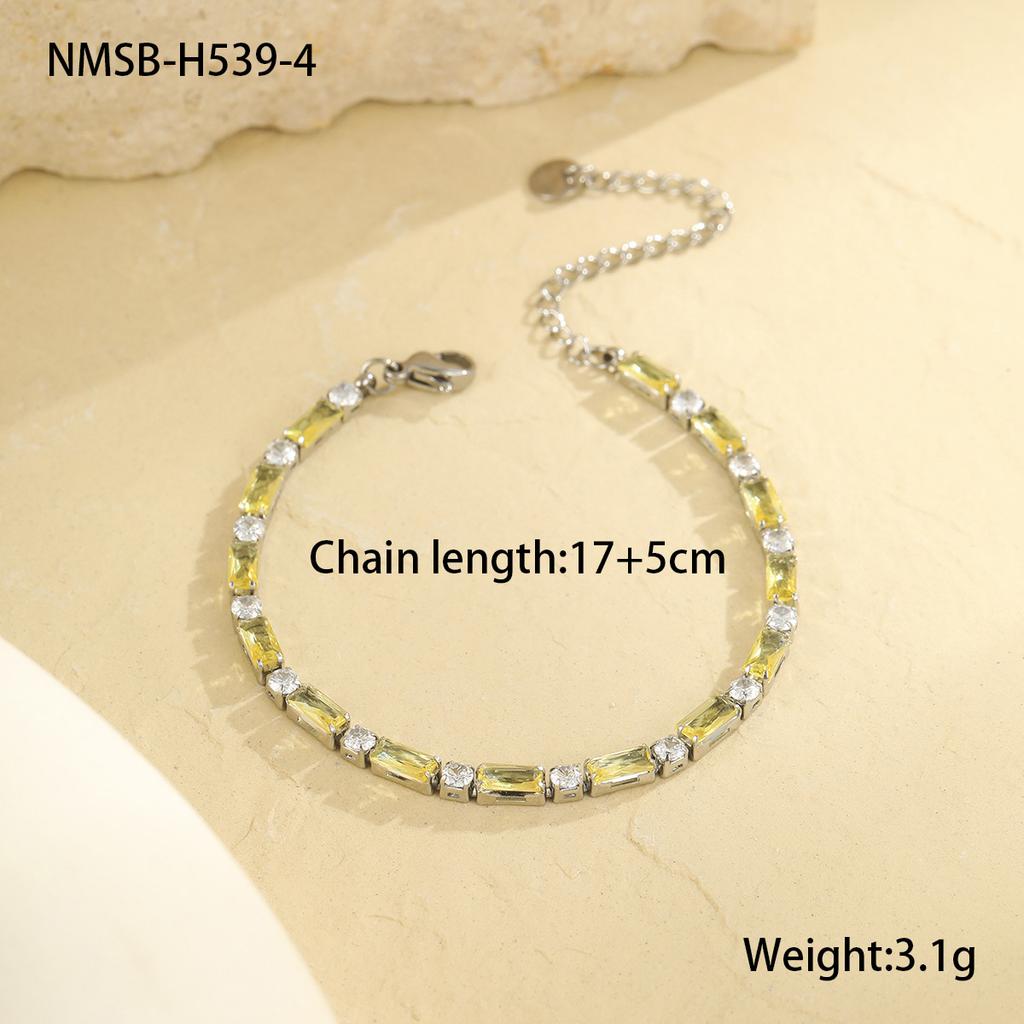 GEMCHIC Women's Stainless Steel Colorful Zircon Bracelet Fashion Luxury Versatile Jewelry for Everyday