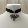 Gothic Silver Bat Pendant Necklace With Cross Chain For Vampire Role Play