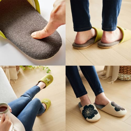 Belle Maison Washable Indoor Soft Slippers, Bouquet (Mauve), Size M