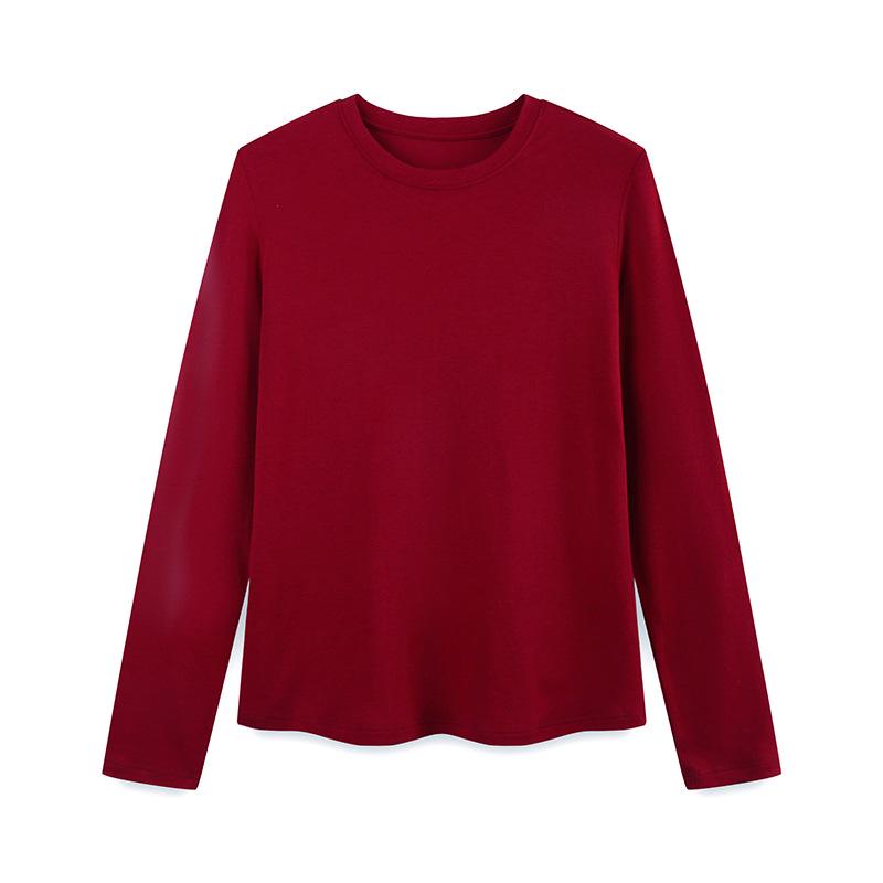 New Autumn/Winter Modal Wool Crew Neck Base Layer Top - White Long Sleeve Shirt