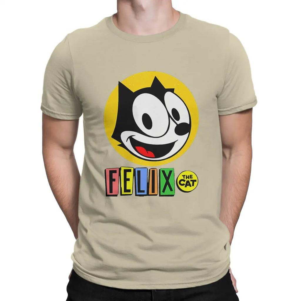 T-shirt da uomo per fan Cotone puro Fantastici T-shirt Girocollo F-Felix il Gatto Cartoni Animati Magliette a Manica Corta Top Stampa