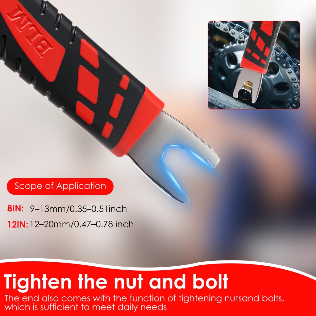 2 Pcs Self Locking Wrench 8inch/12inch Carbon Steel Self Locking Wrenches Adjustable Spanner Set for Car Bicycle Mechanic Repair