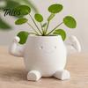 Inspirational Office Gift Cute Muscular Man Planter, 3D Printed Smile Face Plant Matte White Flower Pot Pot, Decorative Funny Container for Succulents