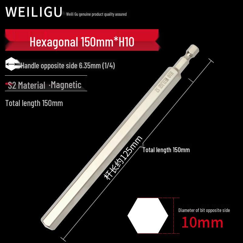 Electroplated Anti-Rust Hex Bit Set, S2 Steel, Extended Pneumatic Air Driver, Hex Socket Screwdriver.