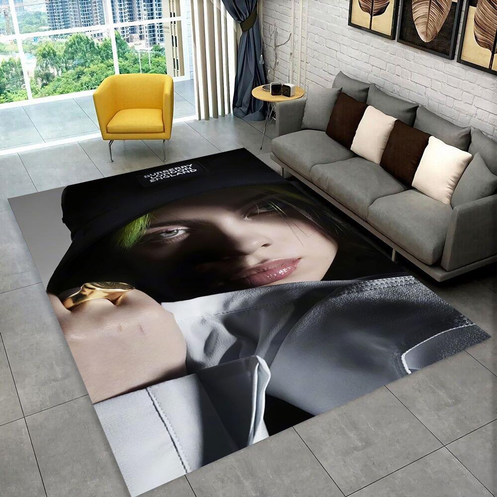 Tappeto Tappeto Stella Cantante Billie Eilish alla Moda per Stanza dei Giochi Camera da Letto Soggiorno Divano Decorazioni per la Casa, Tappeto Area Bambini Tappetino Antiscivolo