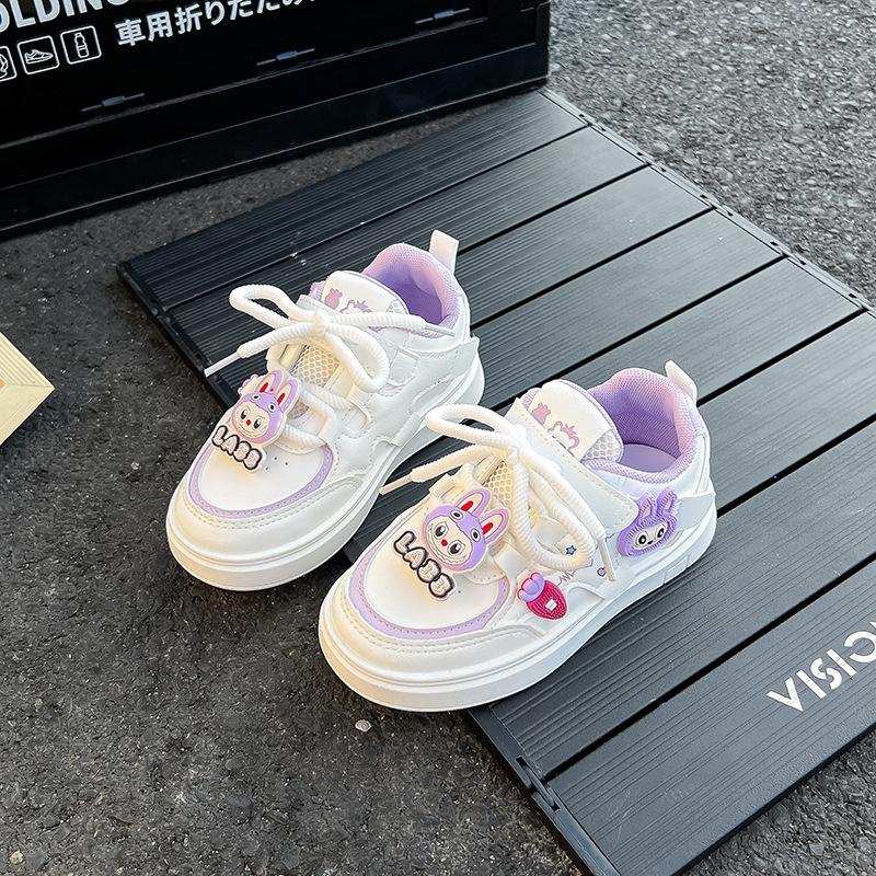 Children's and girls board shoes 2025 spring and autumn models fashionable soft-soled non-slip l rabub little girl casual little white shoes