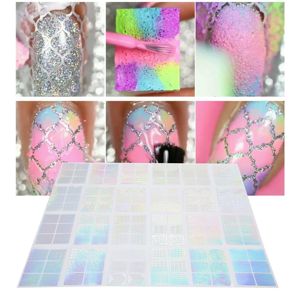 24 Sheet Hollow Nail Art Adhesive Sticker Fashionable Nail DIY Decal Decoration Set