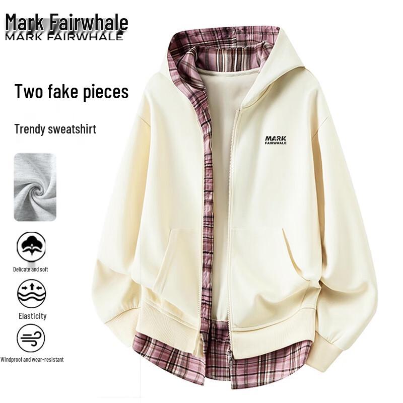 

Mark Fairwhale Men s Faux Two-Piece Hooded Zip-Up Sweatshirt Jacket XL
