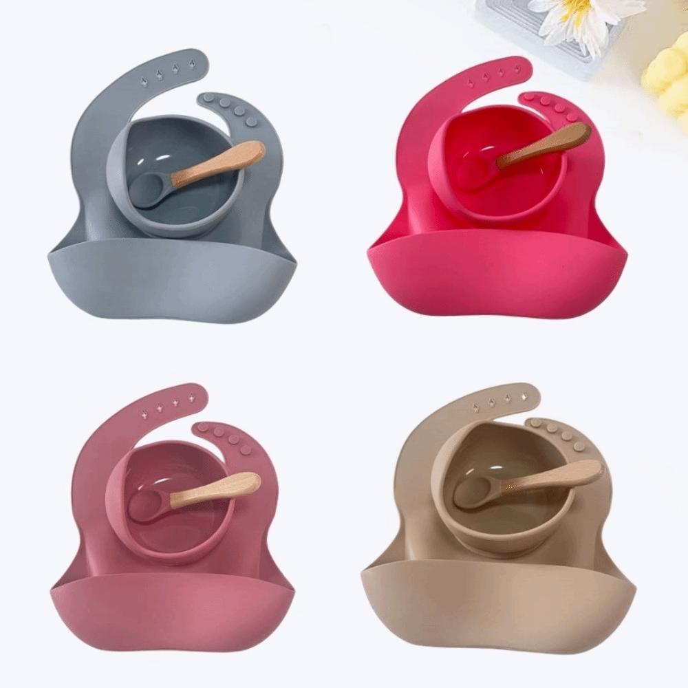 Lätzchen/Schüssel/Löffel Baby Essschüssel Silikon Kindergeschirr Lätzchen Set Säugling