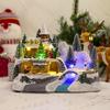 Christmas Glowing Snow House Figurine Rotatable Bar Shop Decoration Gift