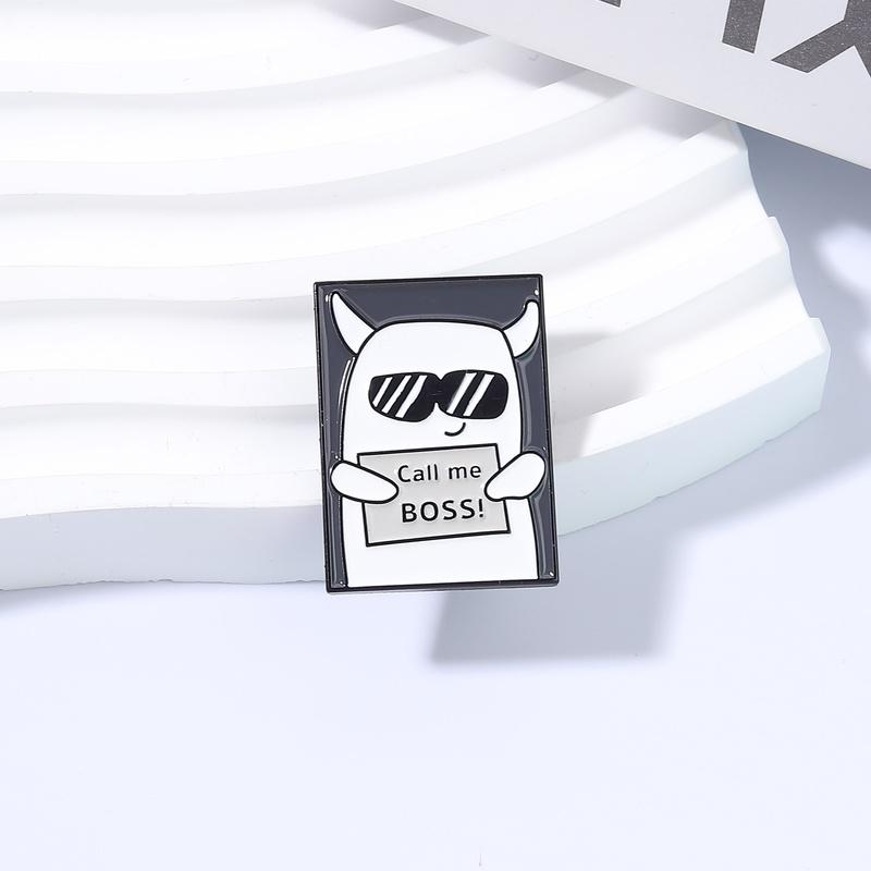 Xiaomi Call Me Boss Little Devil Enamel Pin Cool Devil Wearing Sunglasses Brooch Clothes Lapel Badge Fun Jewelry Gift for Office Worker