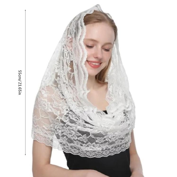 Vintage Lace Veil for Wedding Bridal Latin Mass Headscarf Veil for Bride Catholic Church Mantilla Veil Headcovering