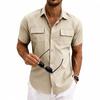 Men's Casual Short Sleeve Button Down Shirts Workwear Style Turn Down Collar Chest Pocket Blouse Tops for Daily Vacation Beach