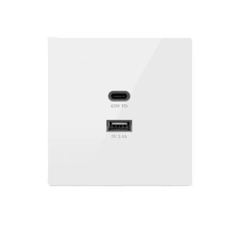 Universal 2 Port 30W 65W Type-c Super Fast Charging Wall Socket, White/gold/gray/black Uk 2.4A Usb C Plug Adapter 220V Outlet