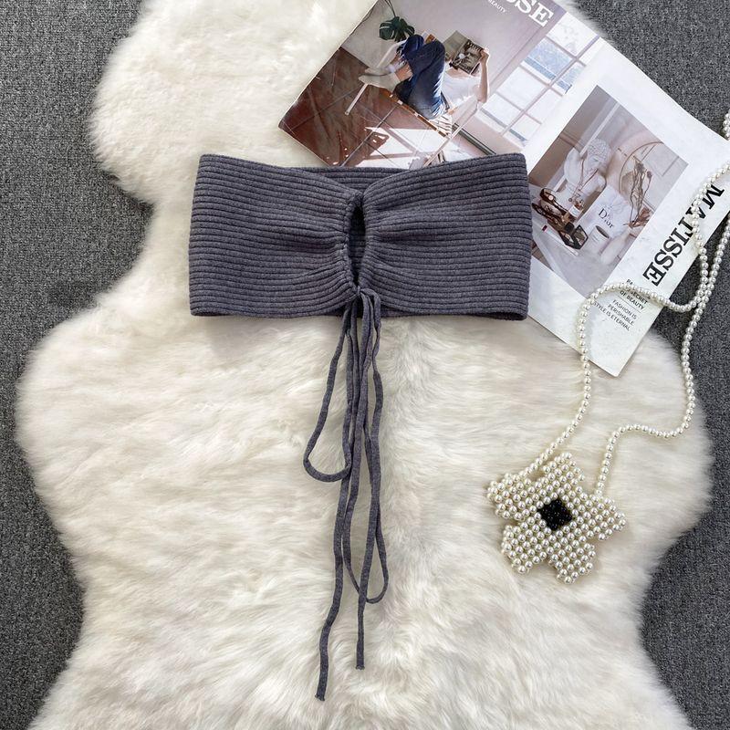 

Сексуальный топ-бандо на бретельках, женский, лето 2024, K-стиль, Ins, западный стиль, облегающий, короткий Grey All yards