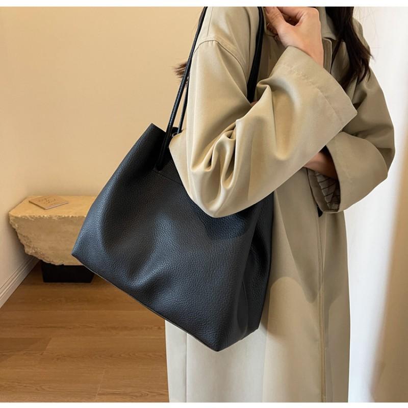 

Simple Retro Large-capacity Bag Women s Casual Shoulder High-quality Commuting Tote 35x15x30 чёрный