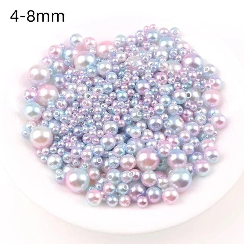 30g Mix Size Mermaid Color Acrylic Pearl Loose Spacer Beads For Jewelry Making DIY Necklace Bracelet Earrings Other Decors