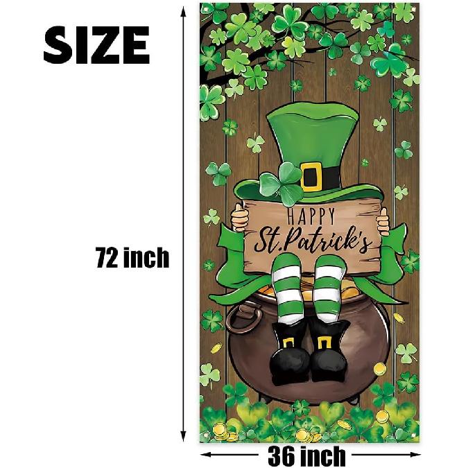 St Patricks Day Decorations Irish Shamrock Door Cover Saint Patricks Day Front Porch Welcome Sign St. Patrick's Day Decorations for Home Party