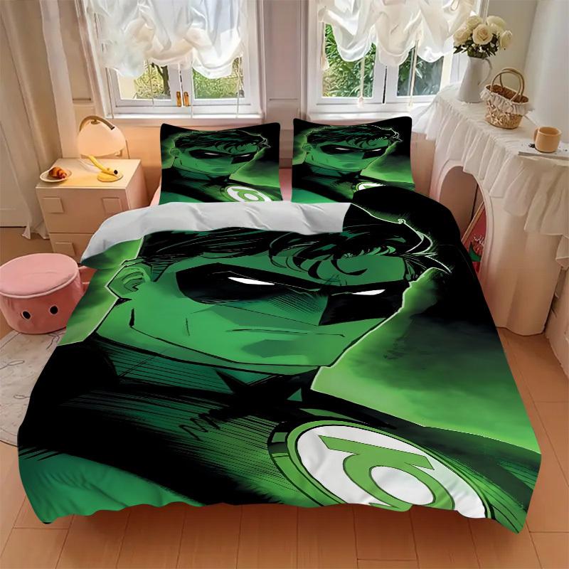 3pcs Green Lantern symbol Duvet Cover Set, 1 Duvet Cover + 2 Pillowcases (No Insert), High-Definition Print for All Seasons,Durable yy251103043
