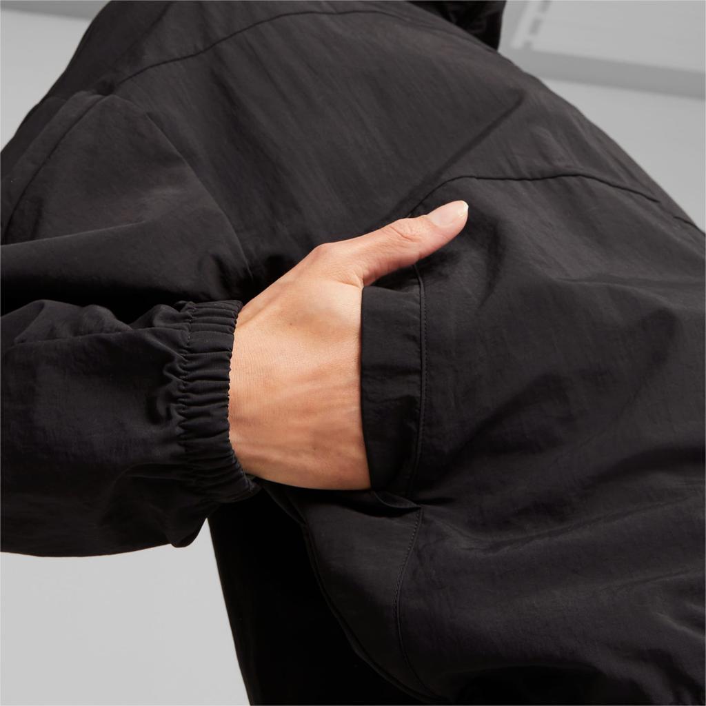 Puma Oversized Hooded Windbreaker Solid Color Casual Jacket Women Jackets Black 675372-01