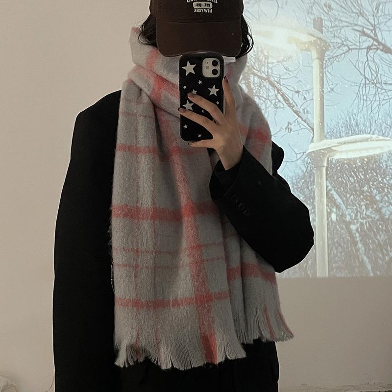 Schal Winter Damen Neu Japanisch Klassisch Schal Verdickt Warm und Kältebeständig Student Vielseitig Schal Doppeltverwendung Trendig